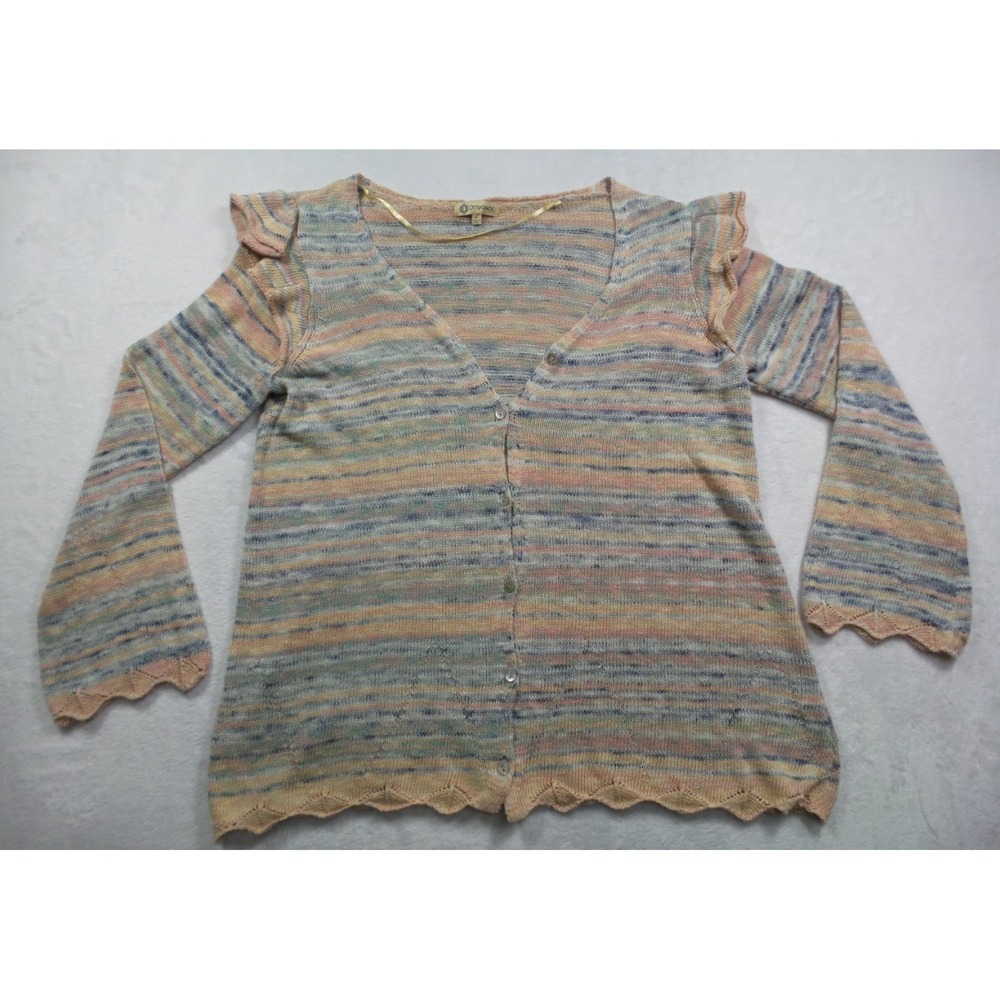 Democracy Sweater Womens Size Large Multicolor Bell Sleeve Cardigan Button Up